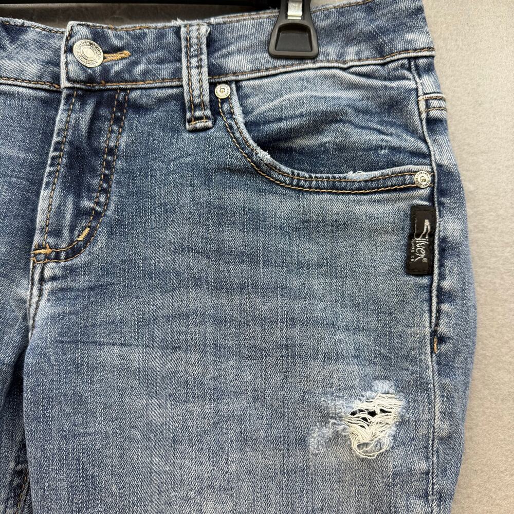 Silver Jeans Women's 26x27 (2) Blue Boyfriend Tapered Distressed Mid Rise - Picture 5 of 15